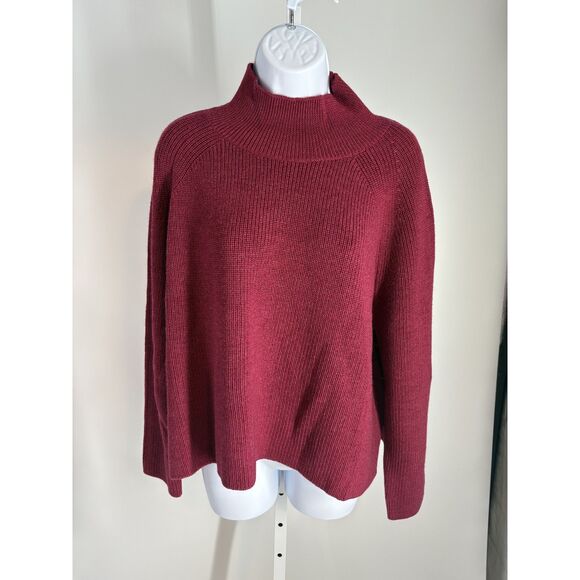 Eileen Fisher RoseBerry Wool Mock Neck Sweater - Picture 1 of 3